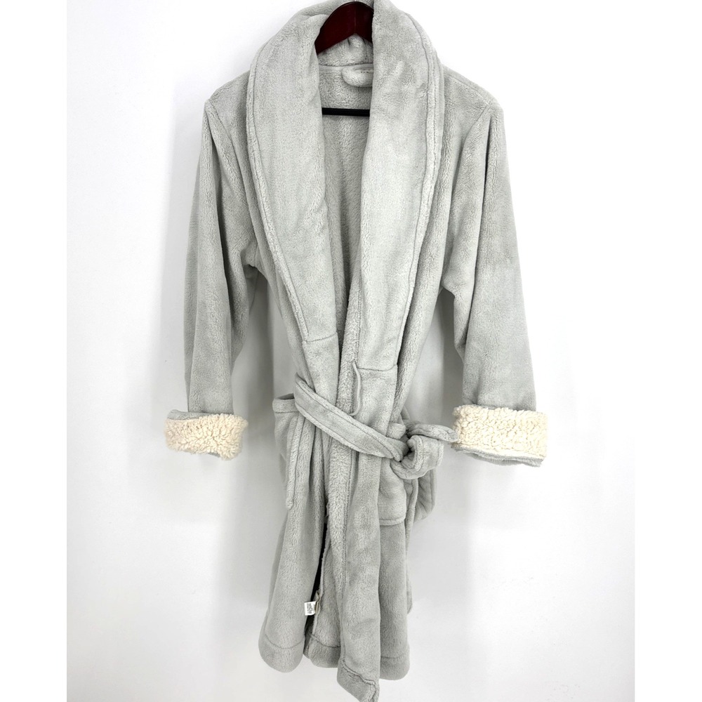 L.L. Bean Robe Women's Plush Wicked Gray Mid-Length‎ Pockets L EUC